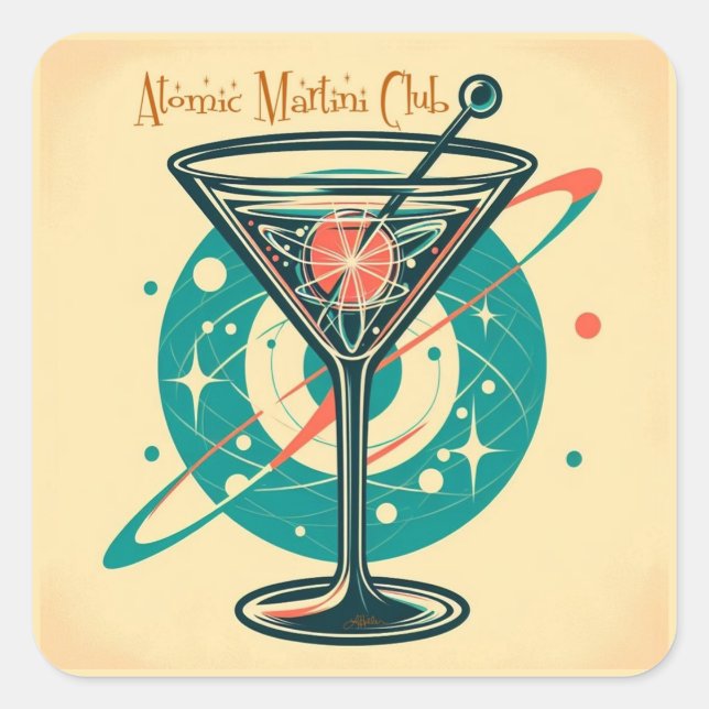 Sticker Carré Club Space Age Martini Atomique (Devant)