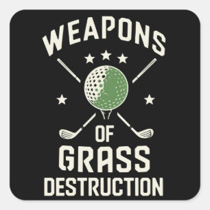 Sticker Carré Clubs de golf de destruction d'herbe Sarcastique