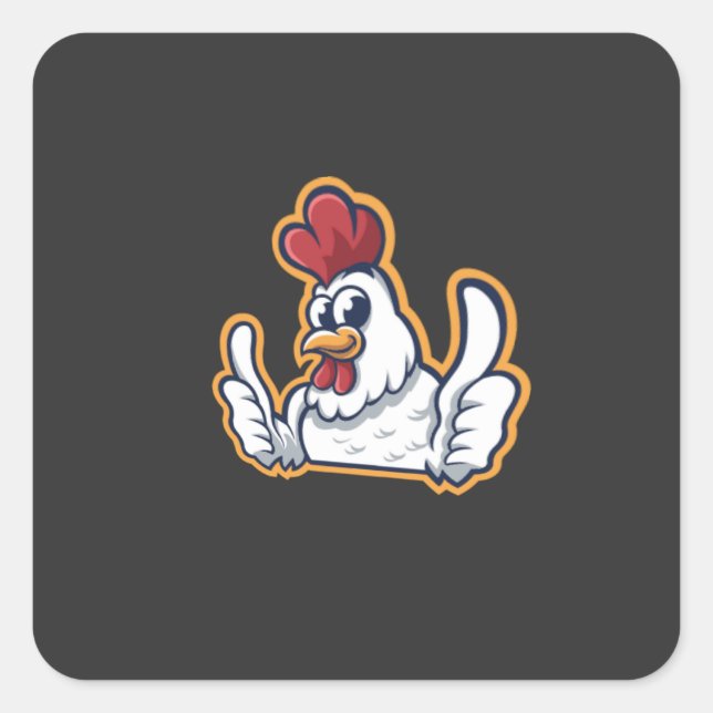 Sticker Carré Clucky le poulet gai (Devant)