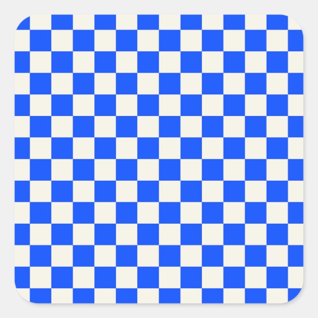 Sticker Carré Cobalt and cream checkerboard pattern (Devant)