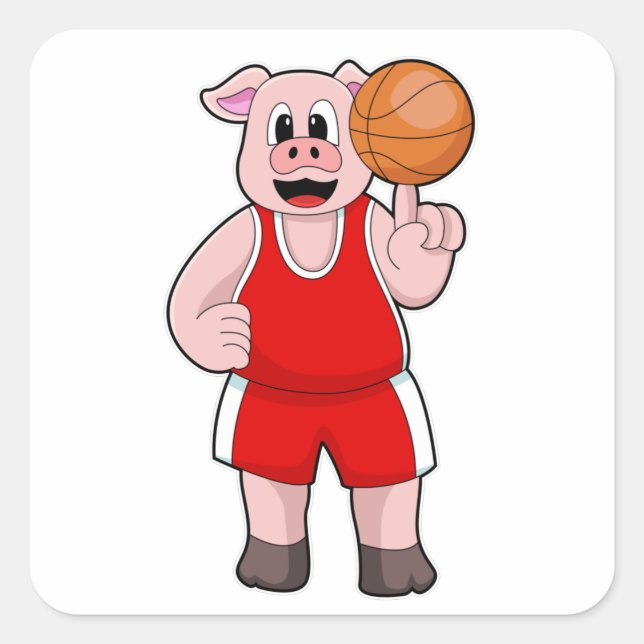 Sticker Carré Cochon de basket-ball (Devant)