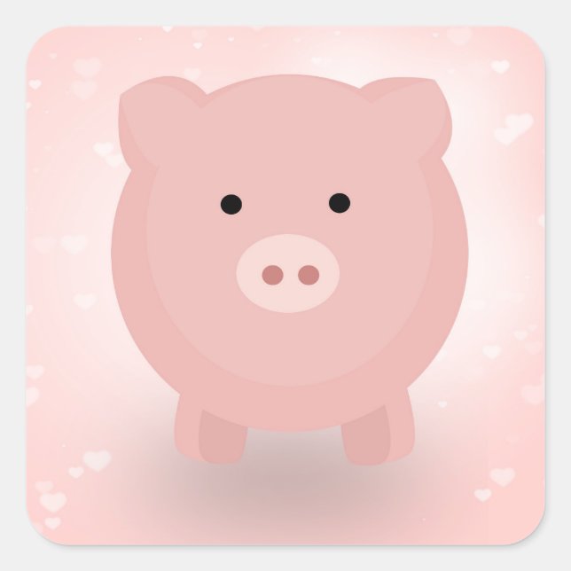 Sticker Carré Cochon Mignon (Devant)