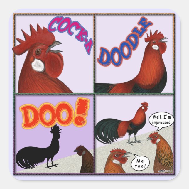 Sticker Carré Cock-A-Doodle-Doo ! (Devant)
