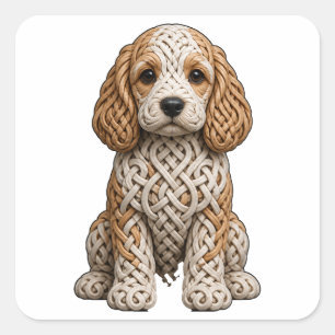 Sticker Carré Cockapoo Parti Nœud Celtique