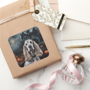 Sticker Carré Cocker Spaniel Halloween effroi