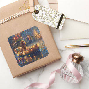 Sticker Carré Cocker Spaniel Noël Festive Voyage