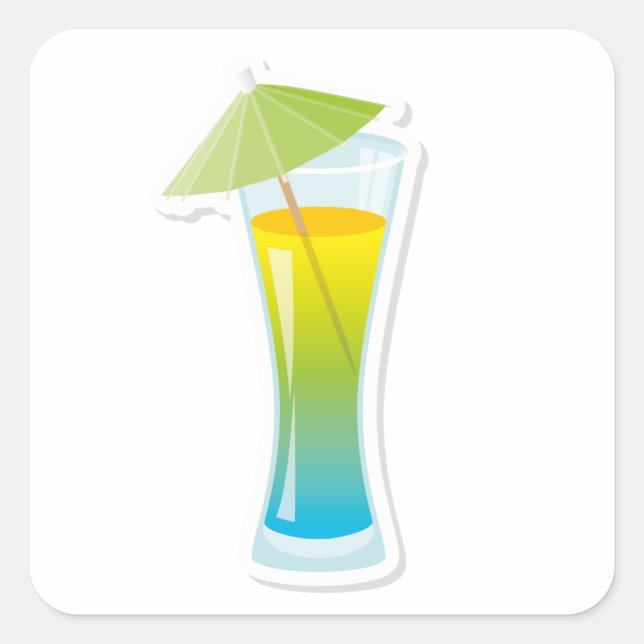 Sticker Carré Cocktail avec parapluie (Devant)