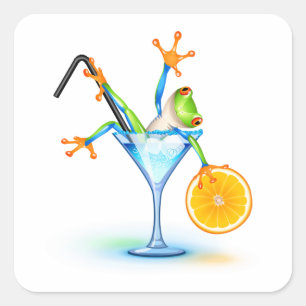 Sticker Carré Cocktail Frog