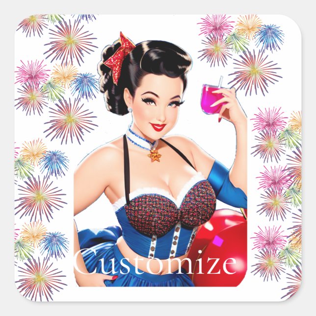 Sticker Carré Cocktail Party Girl Thunder_Cove (Devant)