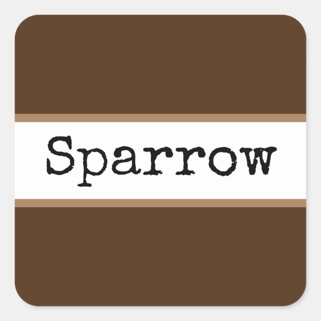 Sticker Carré Coco Brown blanc rayures Retro Texte (Devant)