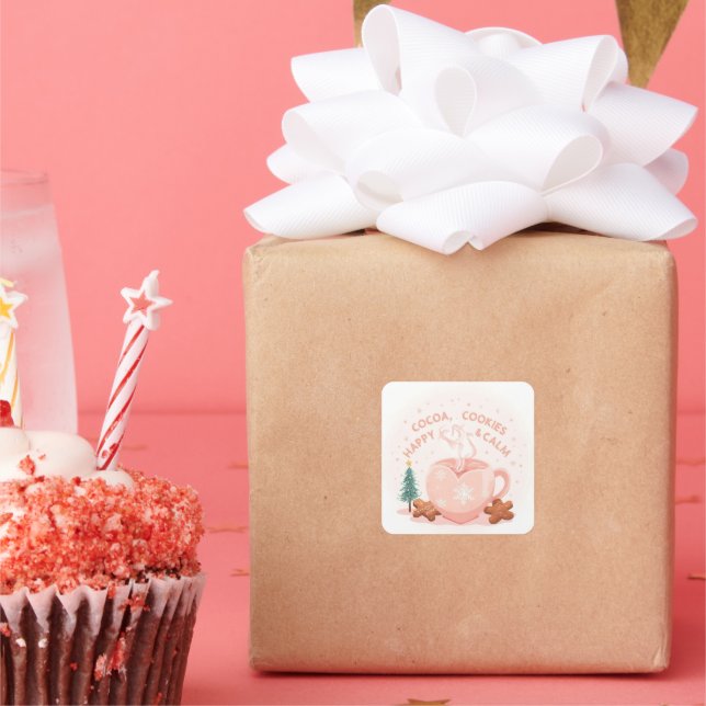 Sticker Carré Cocoa, Cookies & Calm – Pastel Christmas CoT-Shirt (Fête)