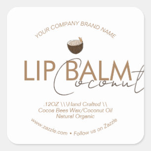 Sticker Carré Coconut Lip Balm Scrub Business Packaging