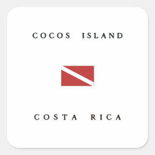 Sticker Carré Cocos Island Costa Rica Drapeau de plongée