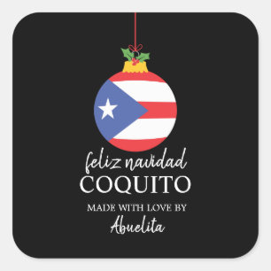 Sticker Carré Cocotier tropical Coquito Noël Boisson Carré St