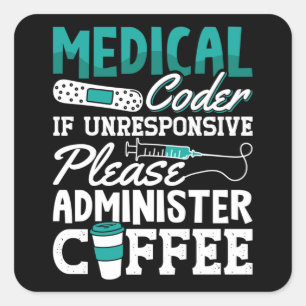 Sticker Carré Codage ICD de l'Assistant Café Codeur Médicale