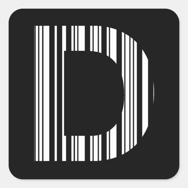 Sticker Carré CODE À BARRES DE LA LETTRE D Premier motif de code (Devant)