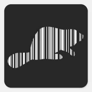 Sticker Carré CODE BARRE CASTOR Motif de code-barres animal Desi