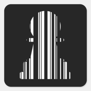 Sticker Carré CODE BARRE DE PAWN Chess Piece Motif Design