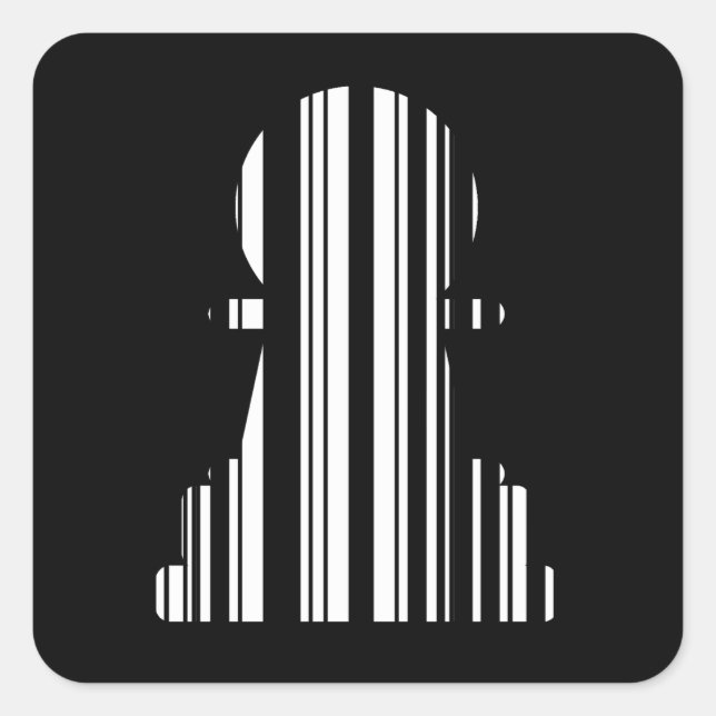 Sticker Carré CODE BARRE DE PAWN Chess Piece Motif Design (Devant)
