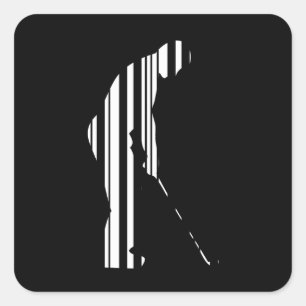 Sticker Carré CODE BARRE GOLFEUR Golf Golfing Sports Pattern Des
