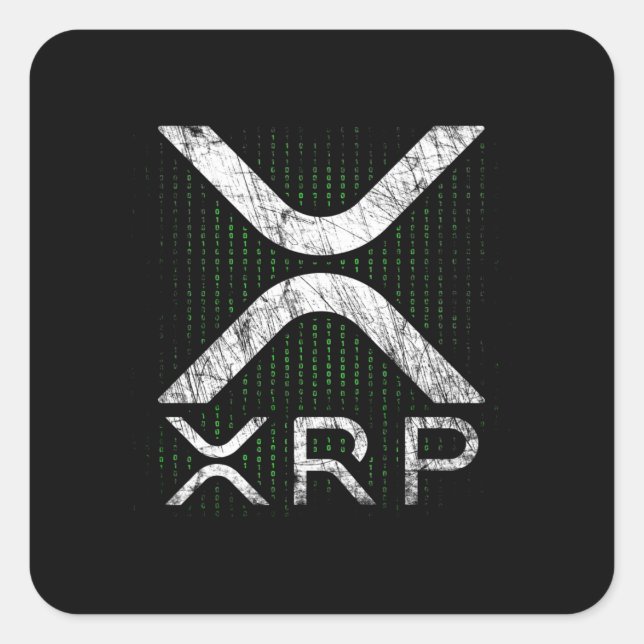 Sticker Carré Code binaire crypto-monnaie cache XRP Hodlers Cryp (Devant)