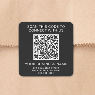Sticker Carré Code QR Affaires Noir