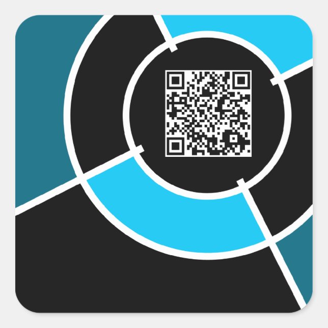 Sticker Carré code QR aqua bullseye (Devant)