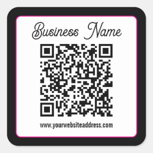 Sticker Carré Code QR avec écriture cursive de script