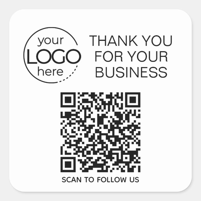 Sticker Carré Code QR blanc brillant Contact intelligent (Devant)