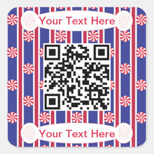 Sticker Carré Code QR de bonbons à la menthe amusant et fantaisi