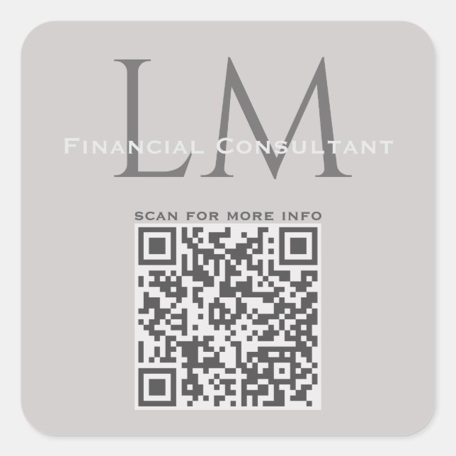 Sticker Carré Code QR de branding commercial gris taupe moderne (Devant)