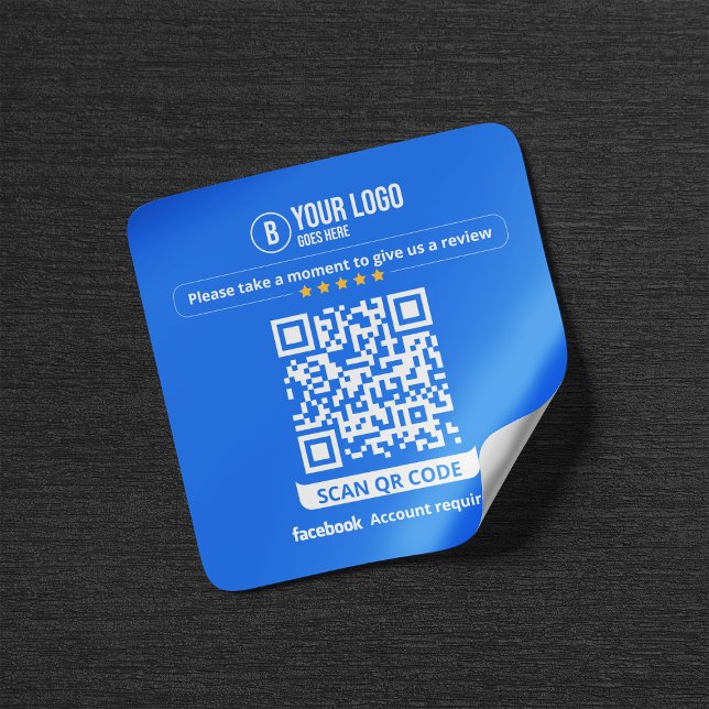 Sticker Carré Code QR de critiques Facebook Évaluez mon entrepri (Créateur téléchargé)