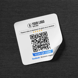 Sticker Carré Code QR de critiques Facebook Évaluez mon entrepri