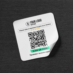 Sticker Carré Code QR de critiques Tripadvisor Évaluez l'entrepr