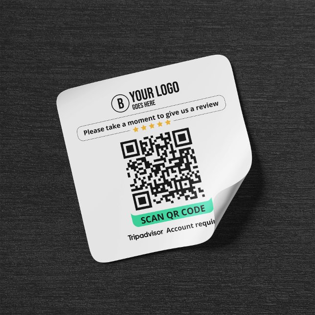 Sticker Carré Code QR de critiques Tripadvisor Évaluez l'entrepr (Créateur téléchargé)