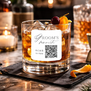Sticker Carré Code QR de la boisson de mariage préférée du marié