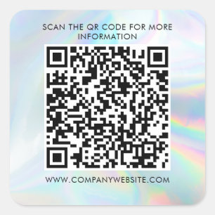 Sticker Carré Code QR de marketing personnalisé holographique po