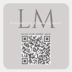 Sticker Carré Code QR de marque commerciale gris taupe moderne