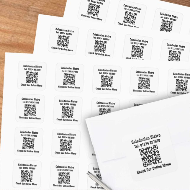 Sticker Carré Code QR de menu en ligne de restaurant (Créateur téléchargé)