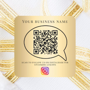 Sticker Carré Code QR de nom d'entreprise en or sur Instagram