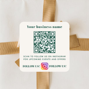 Sticker Carré Code QR de nom d'entreprise vert ivoire pour Insta