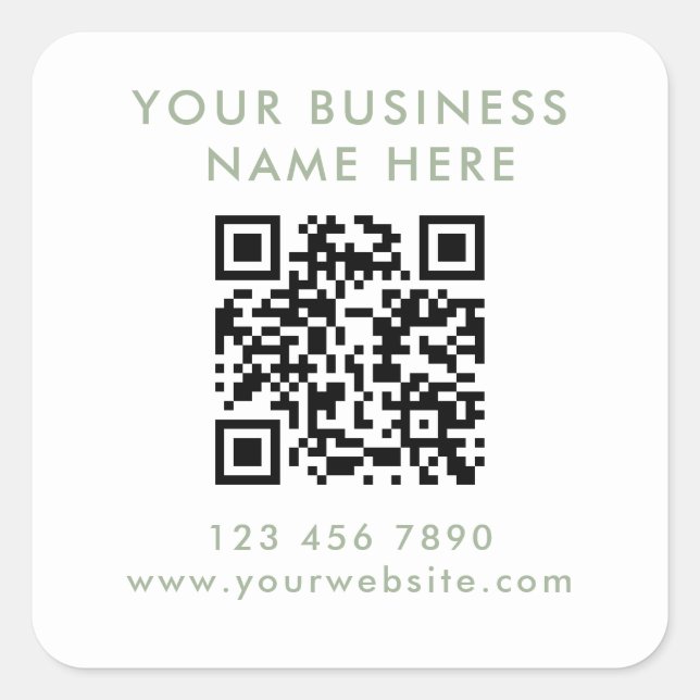 Sticker Carré Code QR de promotion commerciale Vert Sauge Modern (Devant)
