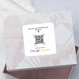 Sticker Carré Code QR de révision Google promotionnel pour petit