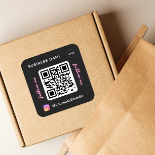 Sticker Carré Code QR de suivi sur Instagram Logo des médias soc