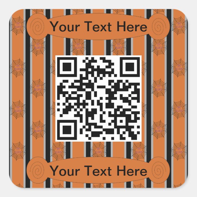 Sticker Carré Code QR de toile d'araignée Halloween amusant et c (Devant)