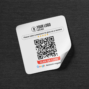 Sticker Carré Code QR des avis Google Évaluez mon entreprise 5 é