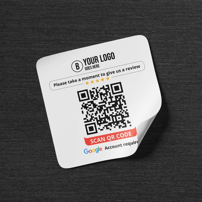 Sticker Carré Code QR des avis Google Évaluez mon entreprise 5 é (Créateur téléchargé)