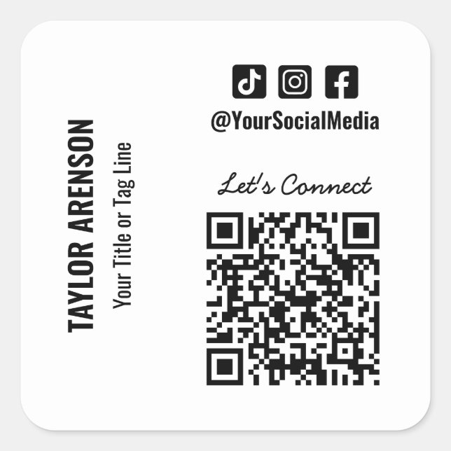 Sticker Carré Code QR des médias sociaux (Devant)
