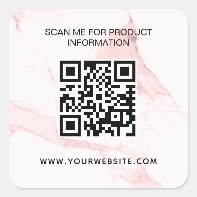 Sticker Carré Code QR d'informations commerciales en marbre rose (Devant)