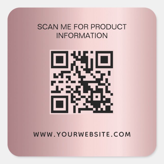 Sticker Carré Code QR d'informations commerciales rose poudré (Devant)